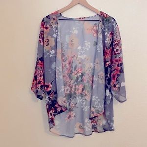 Floral Kimono Style Open Front Top